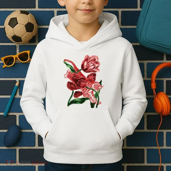 Tiger Flower Art Kids Hoodie