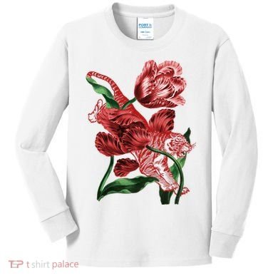 Tiger Flower Art Kids Long Sleeve Shirt