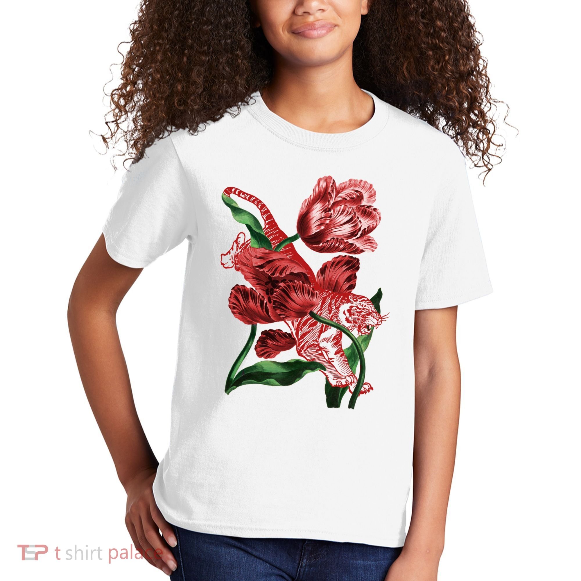 Tiger Flower Art Kids T-Shirt
