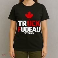 Truck Fudeau Anti Trudeau Free Canada Trucker Heroes T-Shirt thumb 4