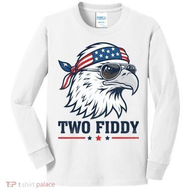 Two Fiddy American Eagle 250th Anniversary 250 Years Kids Long Sleeve Shirt