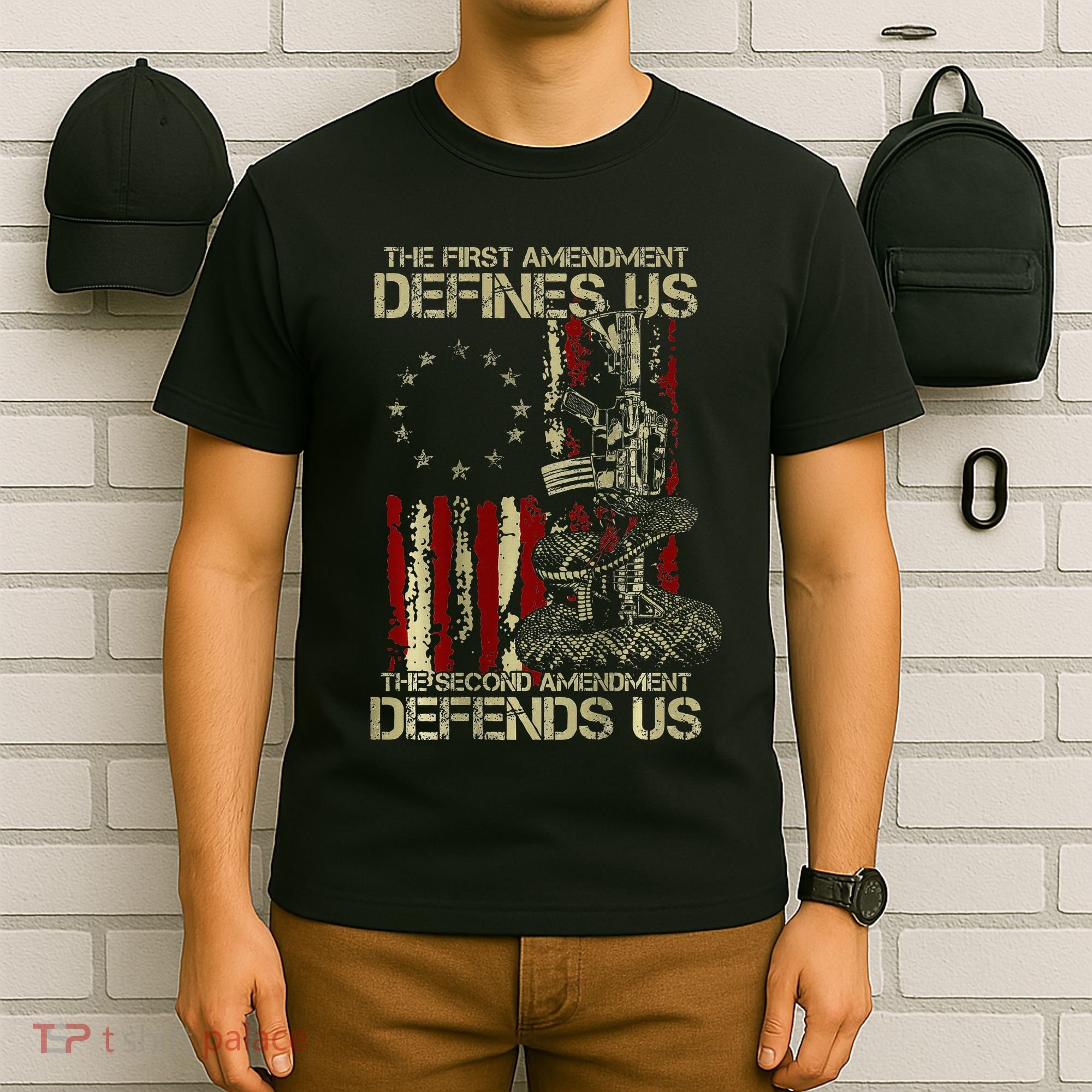 The First Amendment Defines Us American Flag T-Shirt