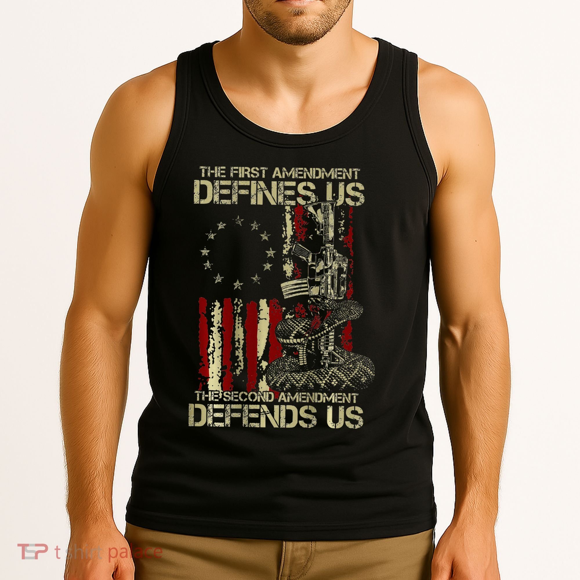 The First Amendment Defines Us American Flag Tank Top