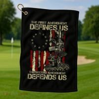 The First Amendment Defines Us American Flag Golf Towel thumb 1