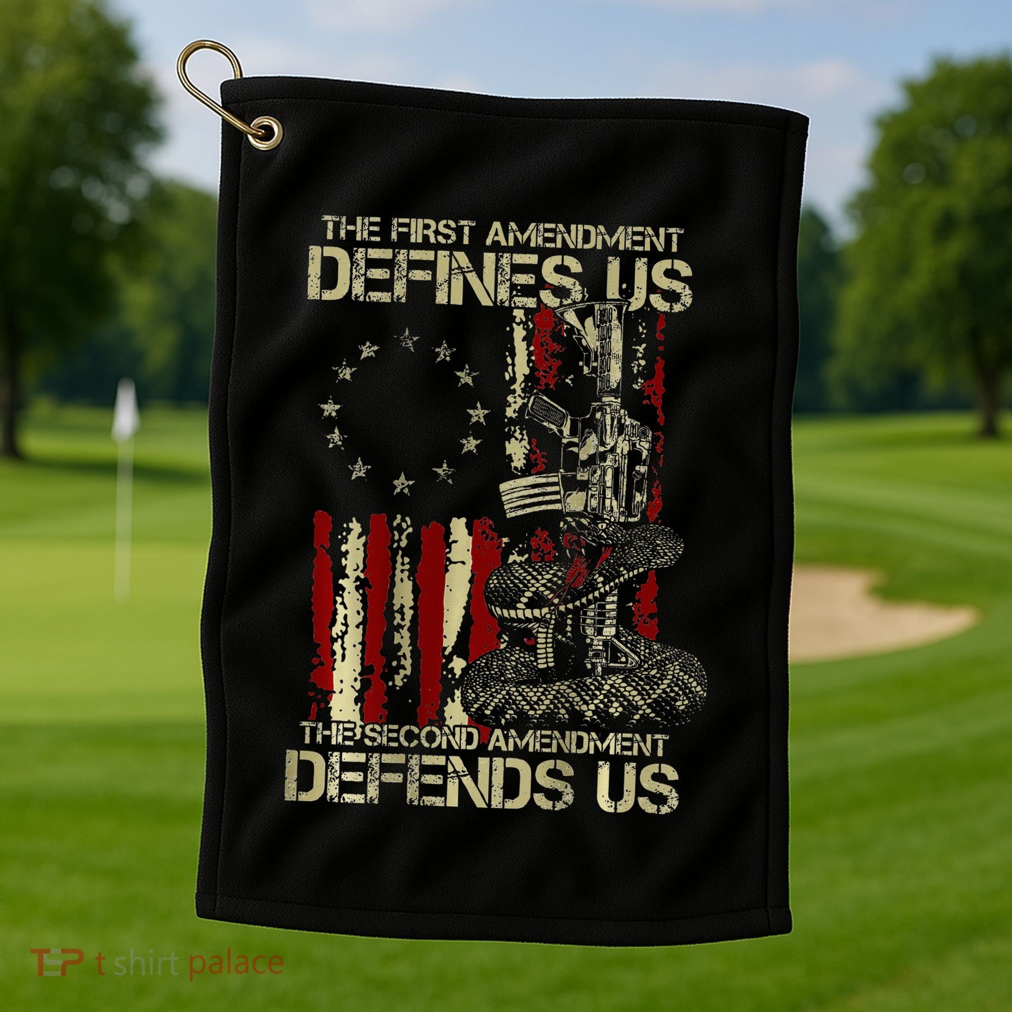 The First Amendment Defines Us American Flag Golf Towel
