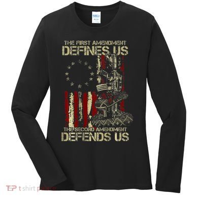 The First Amendment Defines Us American Flag Women's Long Sleeve Shirt