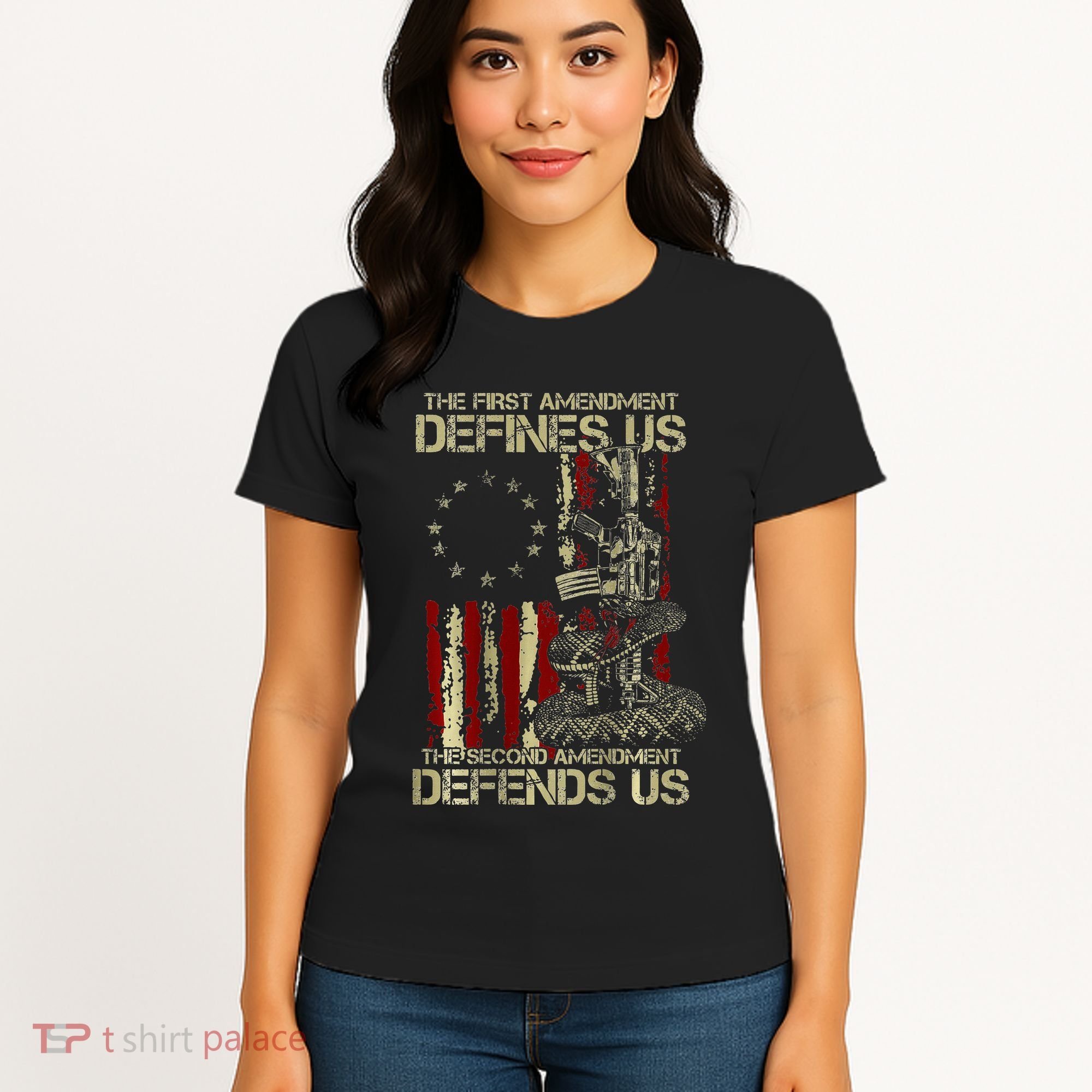 The First Amendment Defines Us American Flag Women's T-Shirt