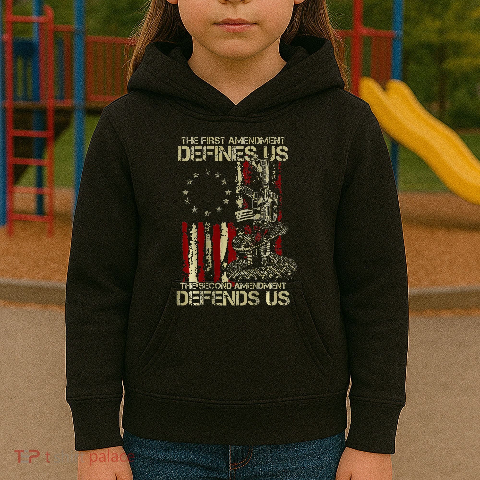 The First Amendment Defines Us American Flag Kids Hoodie