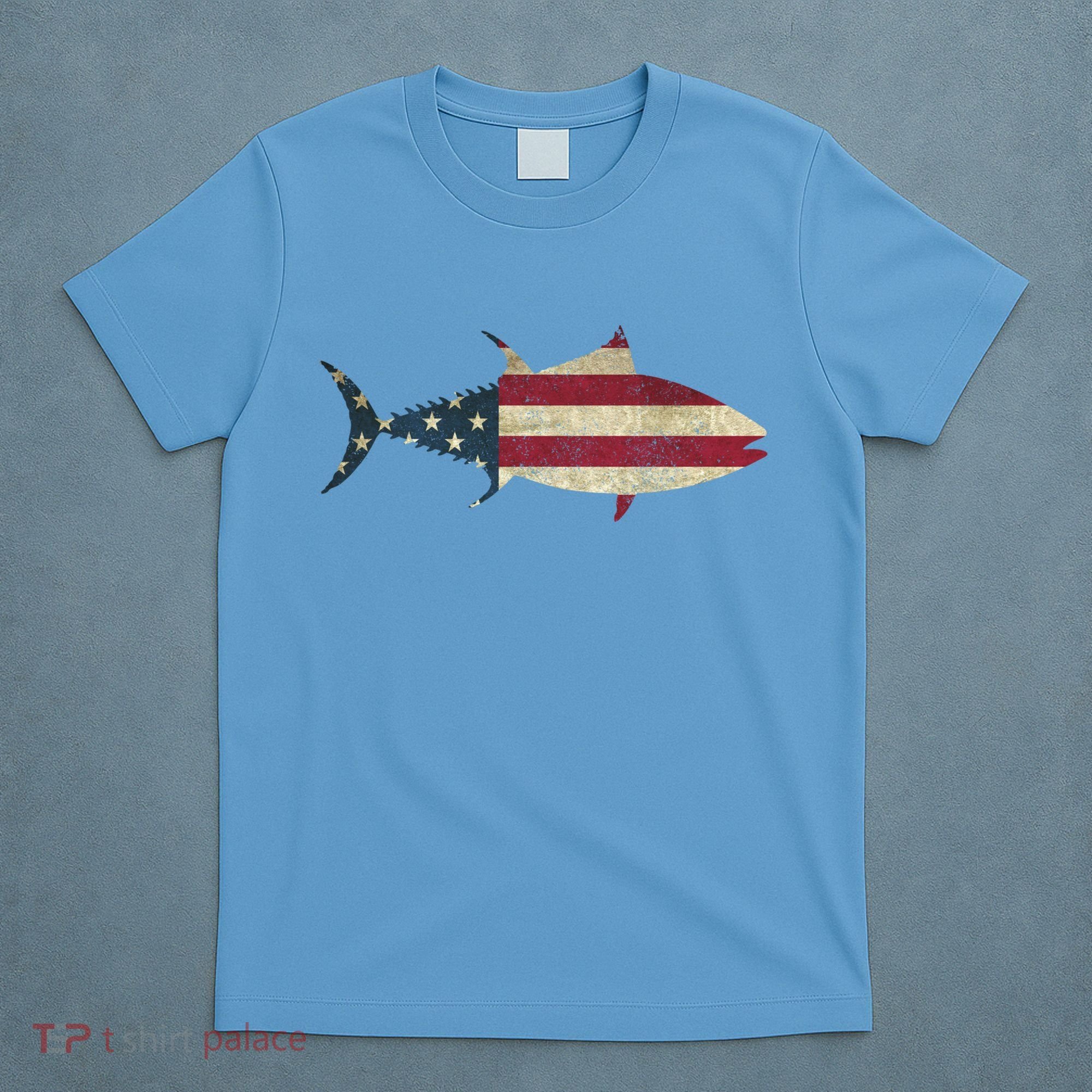Tuna Fishing American Flag Vintage Patriotic Fisherman Gift Great Gift T-Shirt