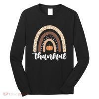 Thankful Fall Autumn Pumpkin Rainbow Long Sleeve Shirt thumb 0
