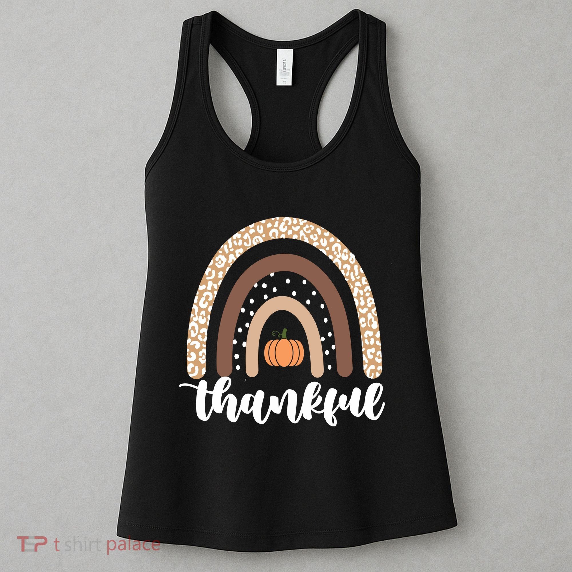Thankful Fall Autumn Pumpkin Rainbow Women's Tank Top