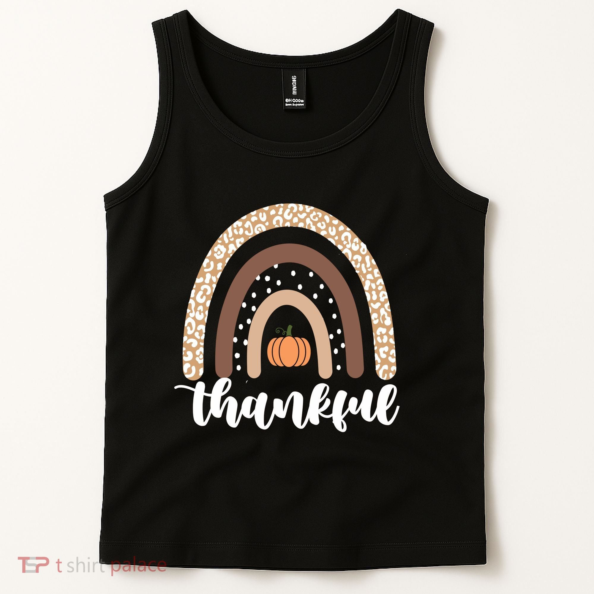 Thankful Fall Autumn Pumpkin Rainbow Tank Top