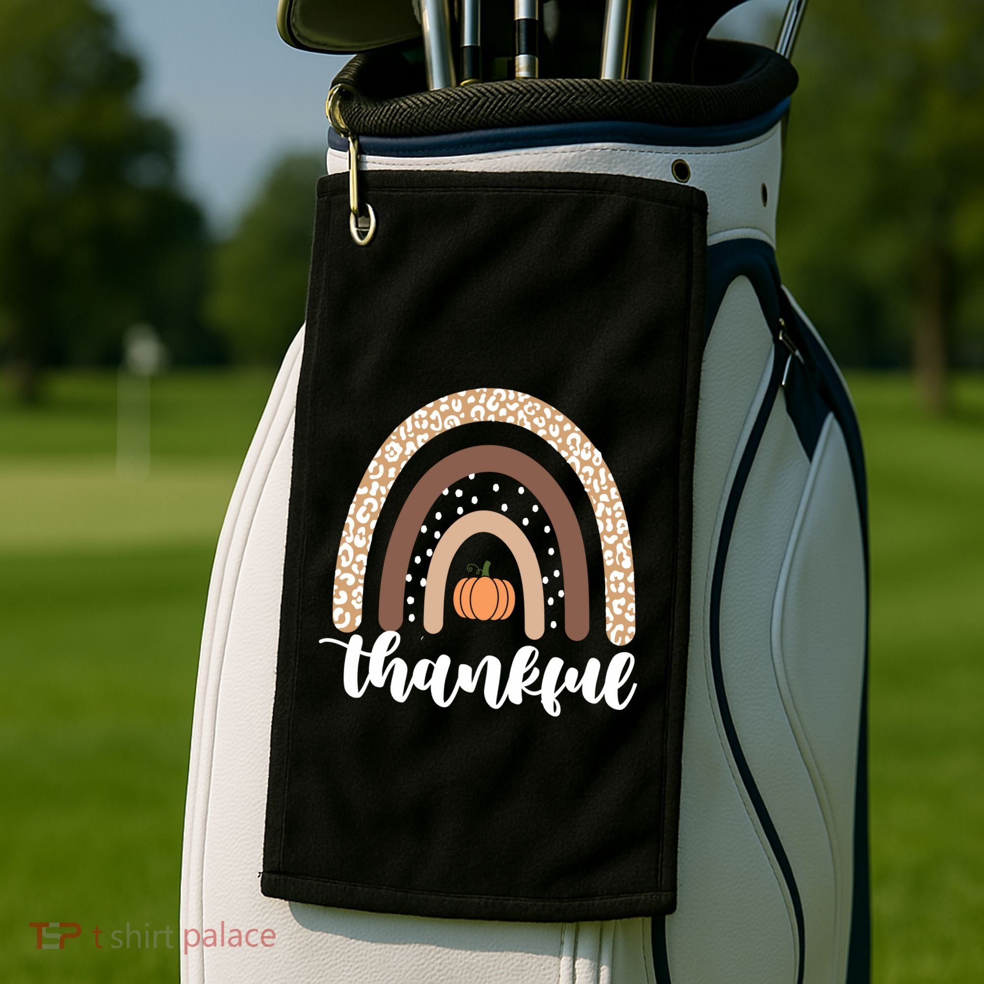 Thankful Fall Autumn Pumpkin Rainbow Golf Towel