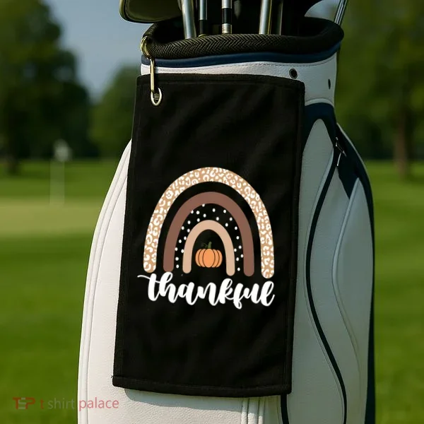 Thankful Fall Autumn Pumpkin Rainbow Golf Towel