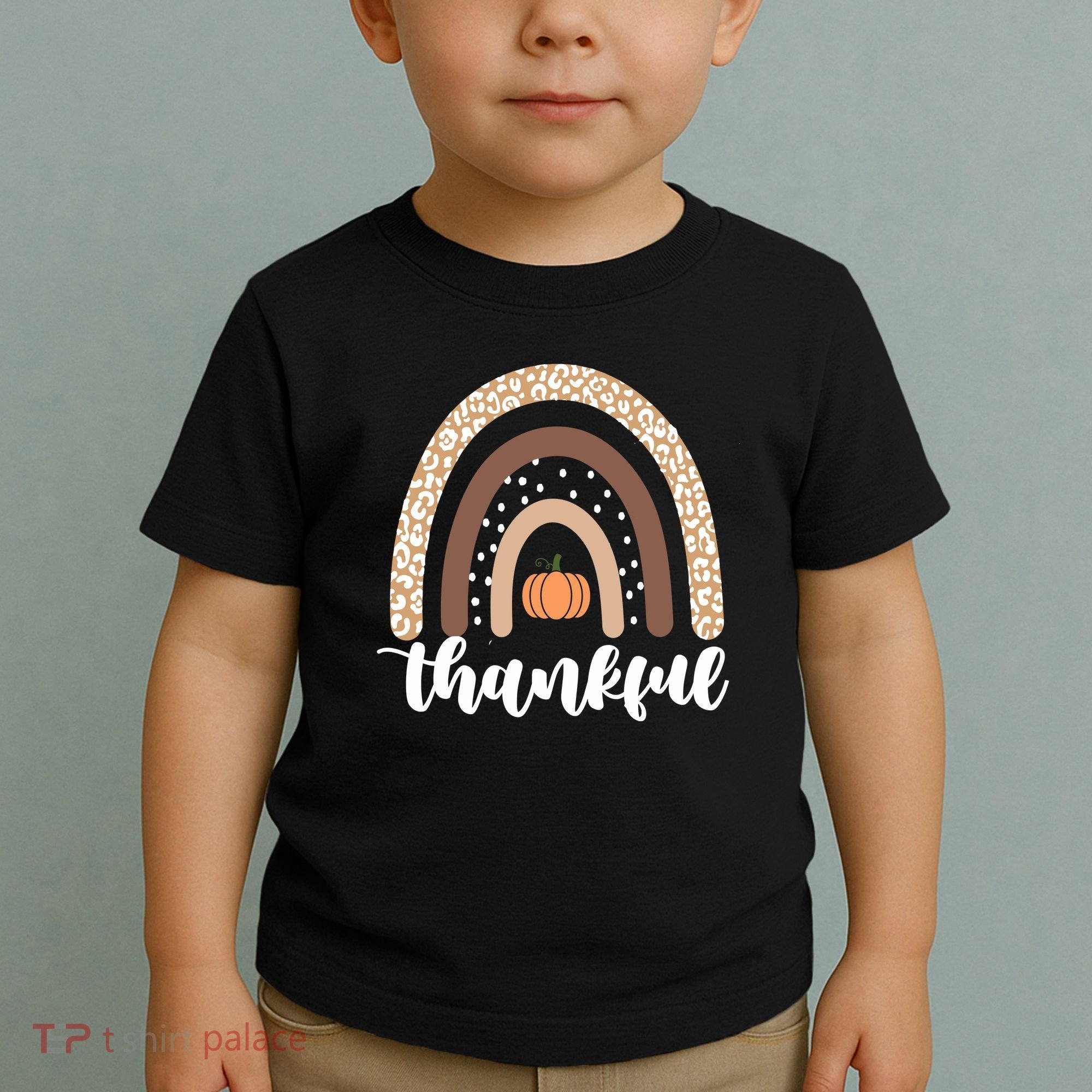 Thankful Fall Autumn Pumpkin Rainbow Toddler T-Shirt