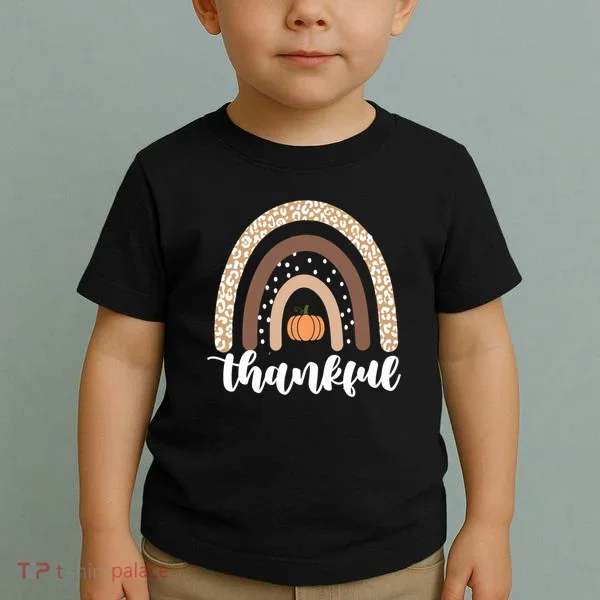 Thankful Fall Autumn Pumpkin Rainbow Toddler T-Shirt