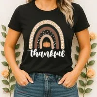 Thankful Fall Autumn Pumpkin Rainbow Women's T-Shirt thumb 2