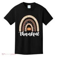 Thankful Fall Autumn Pumpkin Rainbow Kids T-Shirt thumb 0