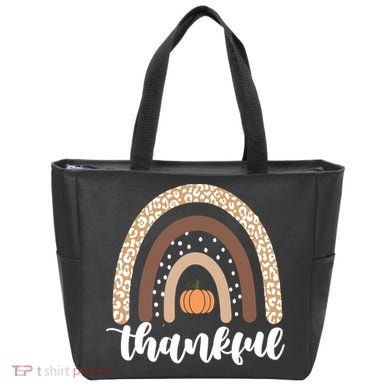 Thankful Fall Autumn Pumpkin Rainbow Tote Bag