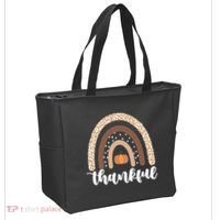 Thankful Fall Autumn Pumpkin Rainbow Tote Bag thumb 2