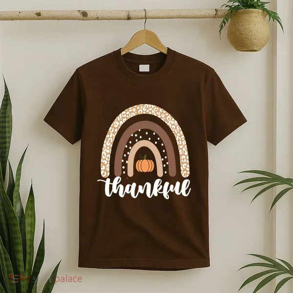 Thankful Fall Autumn Pumpkin Rainbow T-Shirt