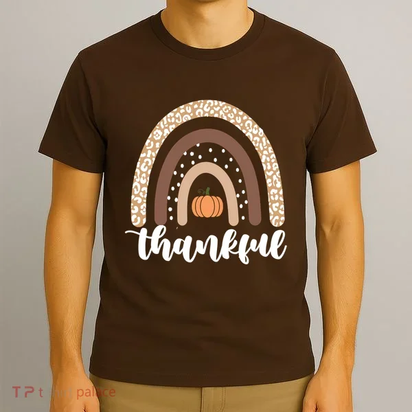 Thankful Fall Autumn Pumpkin Rainbow T-Shirt