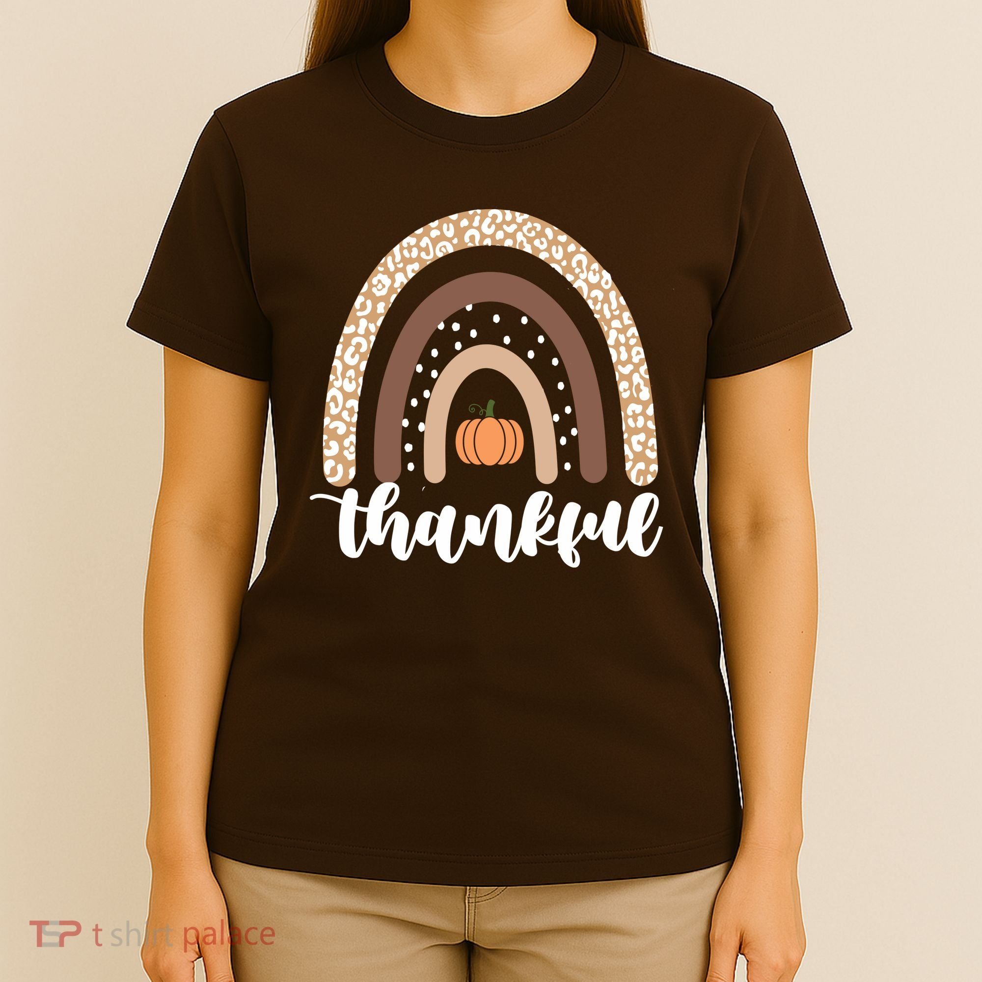 Thankful Fall Autumn Pumpkin Rainbow T-Shirt