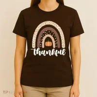 Thankful Fall Autumn Pumpkin Rainbow T-Shirt thumb 4