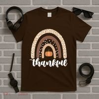 Thankful Fall Autumn Pumpkin Rainbow T-Shirt thumb 5