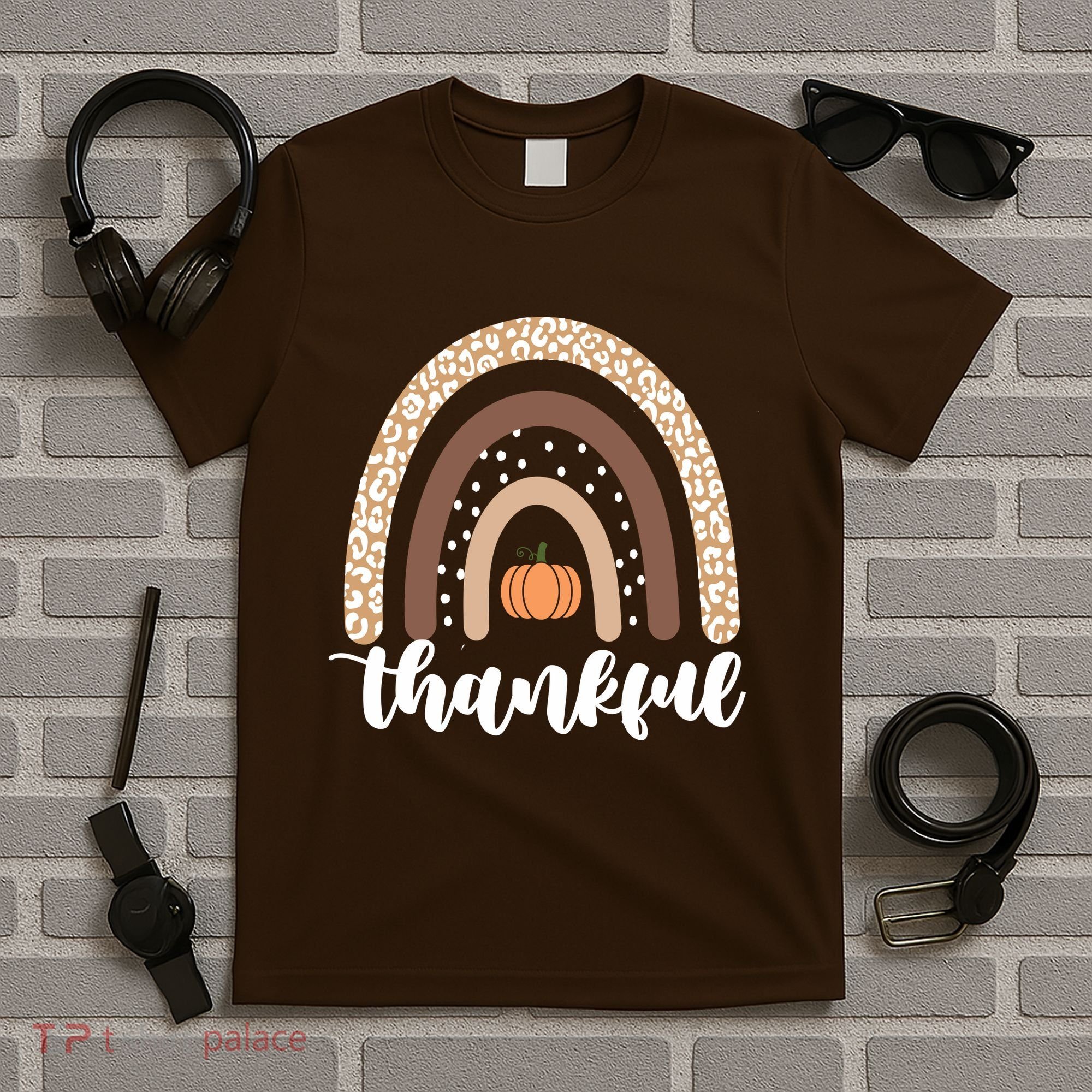 Thankful Fall Autumn Pumpkin Rainbow T-Shirt