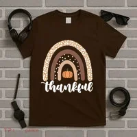 Thankful Fall Autumn Pumpkin Rainbow T-Shirt thumb 5