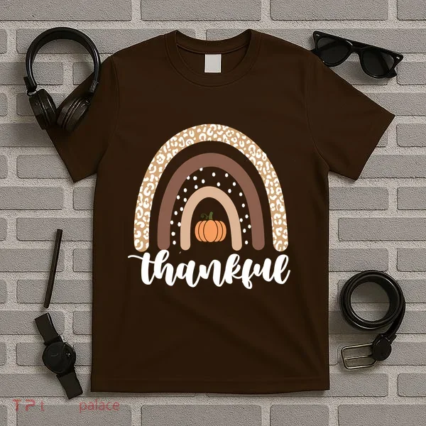 Thankful Fall Autumn Pumpkin Rainbow T-Shirt