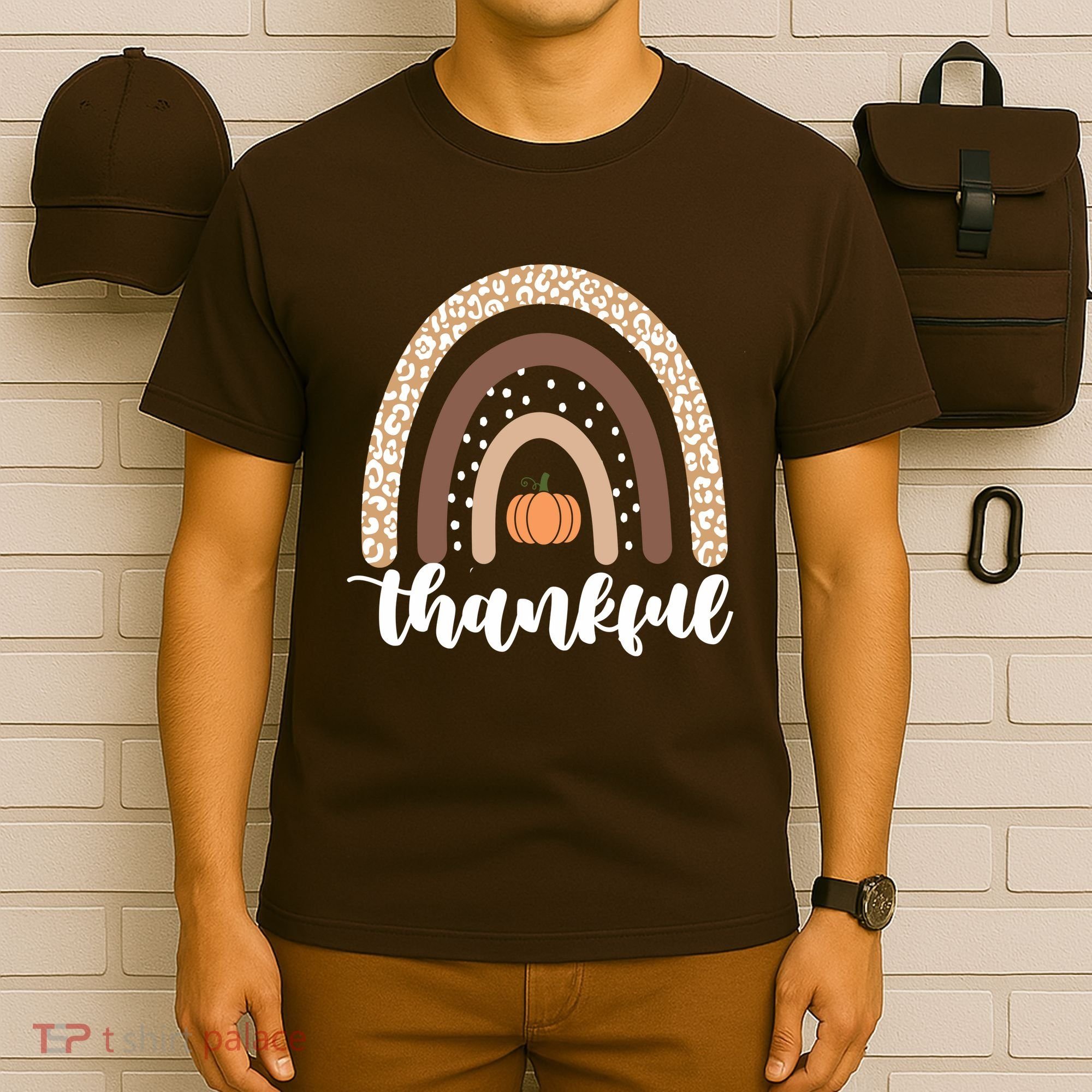 Thankful Fall Autumn Pumpkin Rainbow T-Shirt