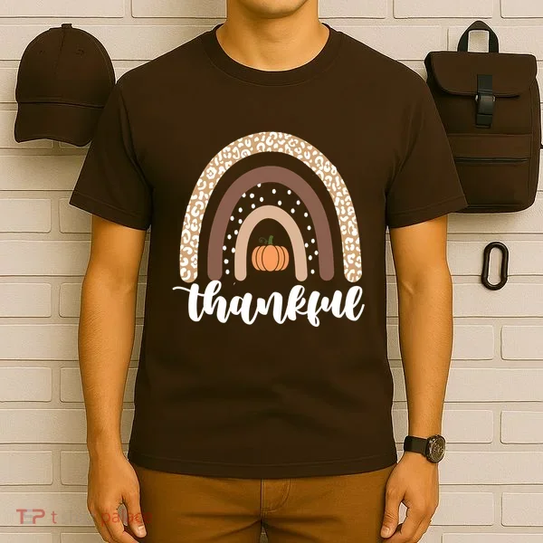 Thankful Fall Autumn Pumpkin Rainbow T-Shirt