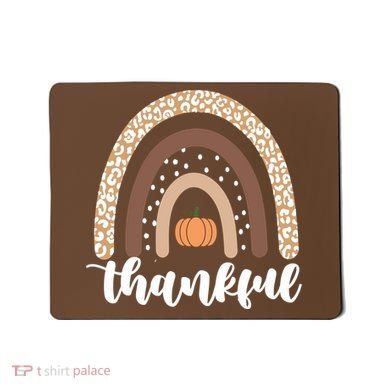 Thankful Fall Autumn Pumpkin Rainbow Mousepad
