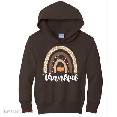 Thankful Fall Autumn Pumpkin Rainbow Kids Hoodie
