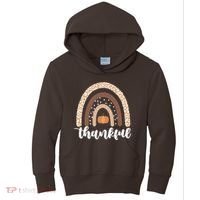Thankful Fall Autumn Pumpkin Rainbow Kids Hoodie thumb 0