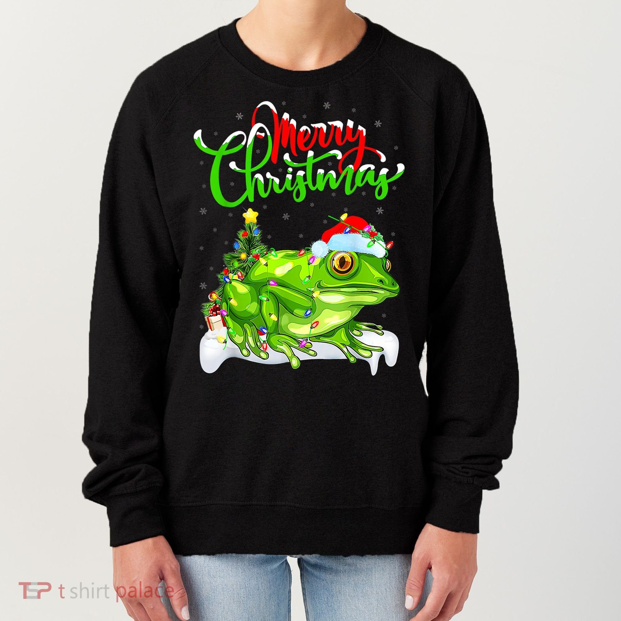 Tree Frog Animal Lover Xmas Lighting Tree Frog Christmas Women's Sweatshirt