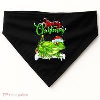 Tree Frog Animal Lover Xmas Lighting Tree Frog Christmas USA-Made Doggie Bandana thumb 0