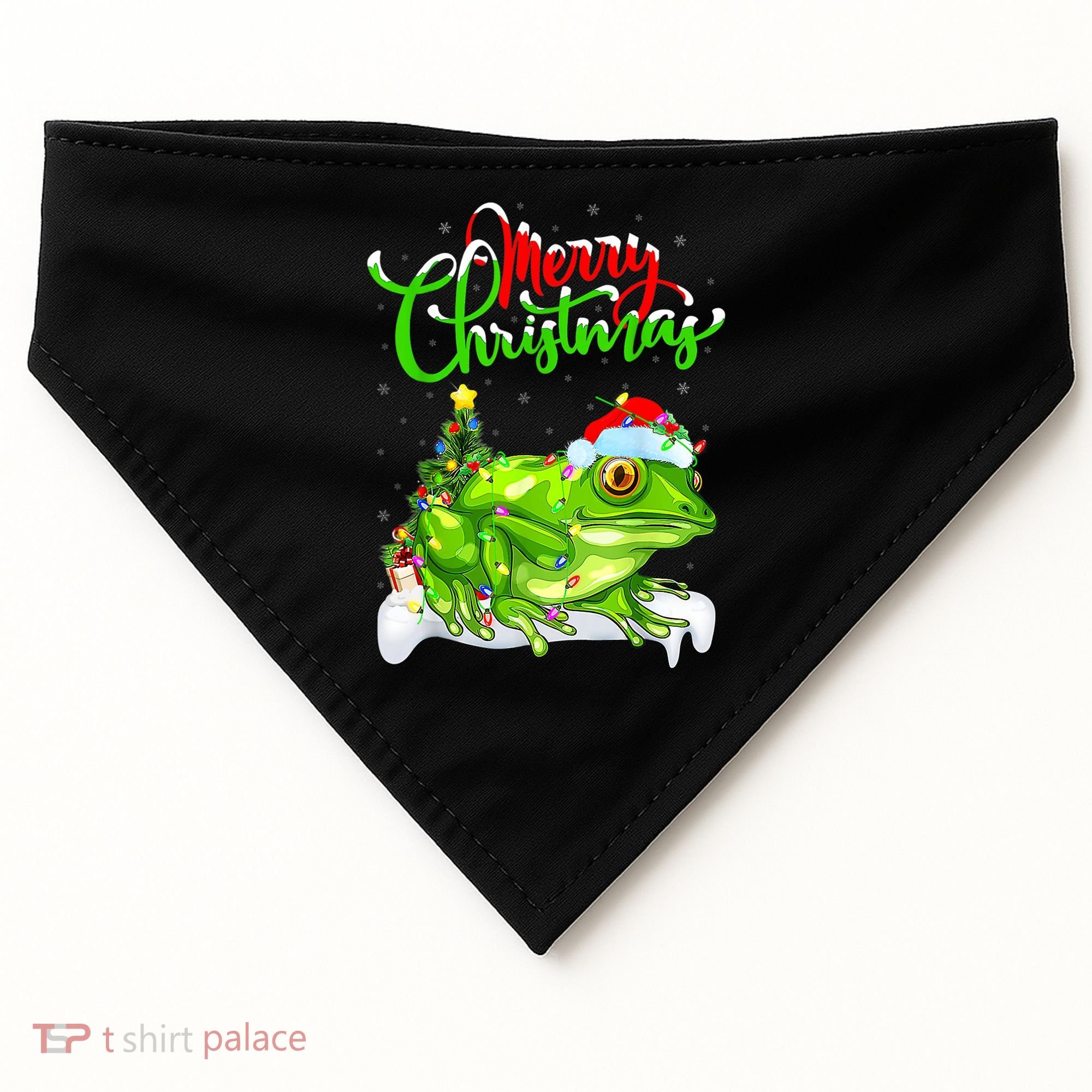 Tree Frog Animal Lover Xmas Lighting Tree Frog Christmas USA-Made Doggie Bandana