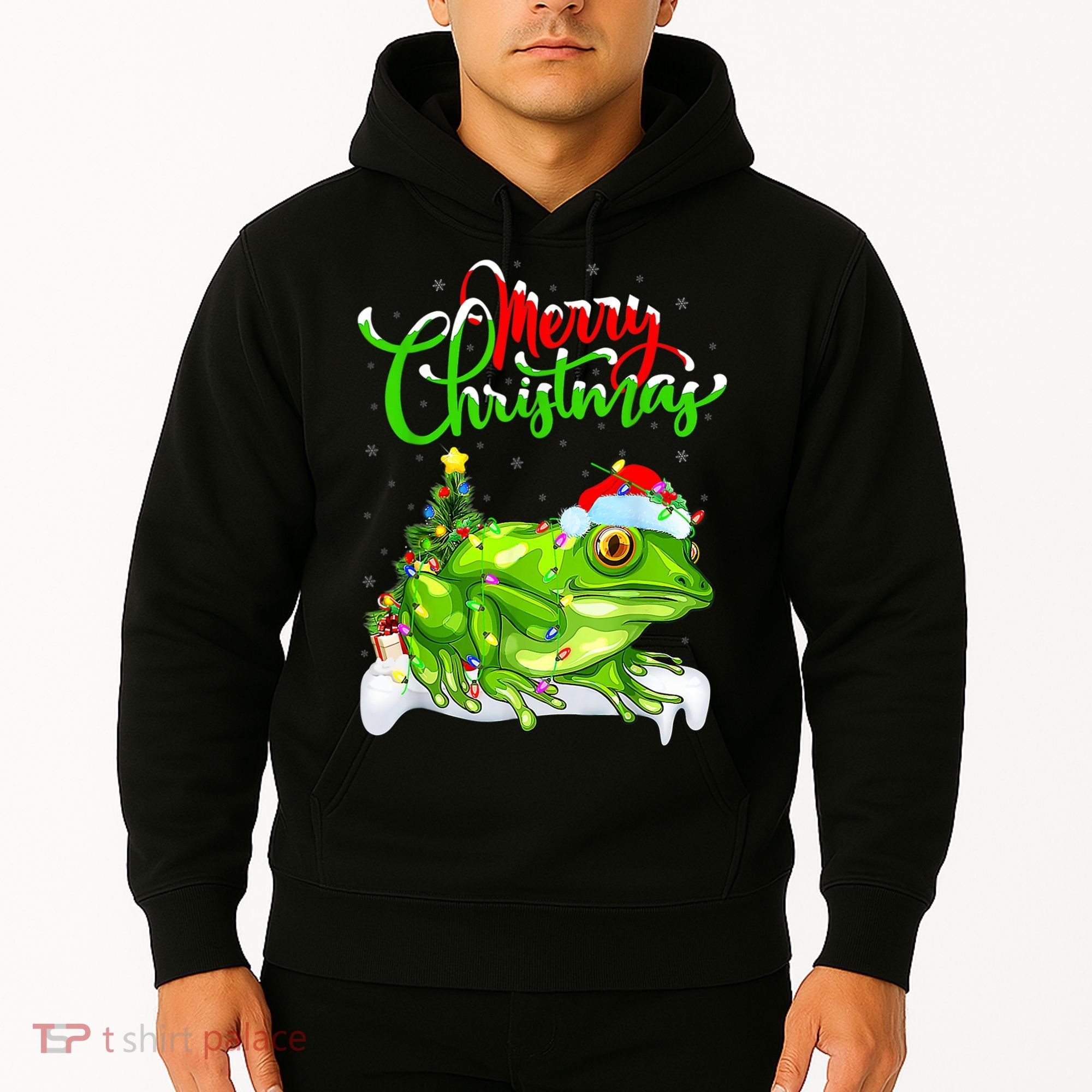 Tree Frog Animal Lover Xmas Lighting Tree Frog Christmas Hoodie