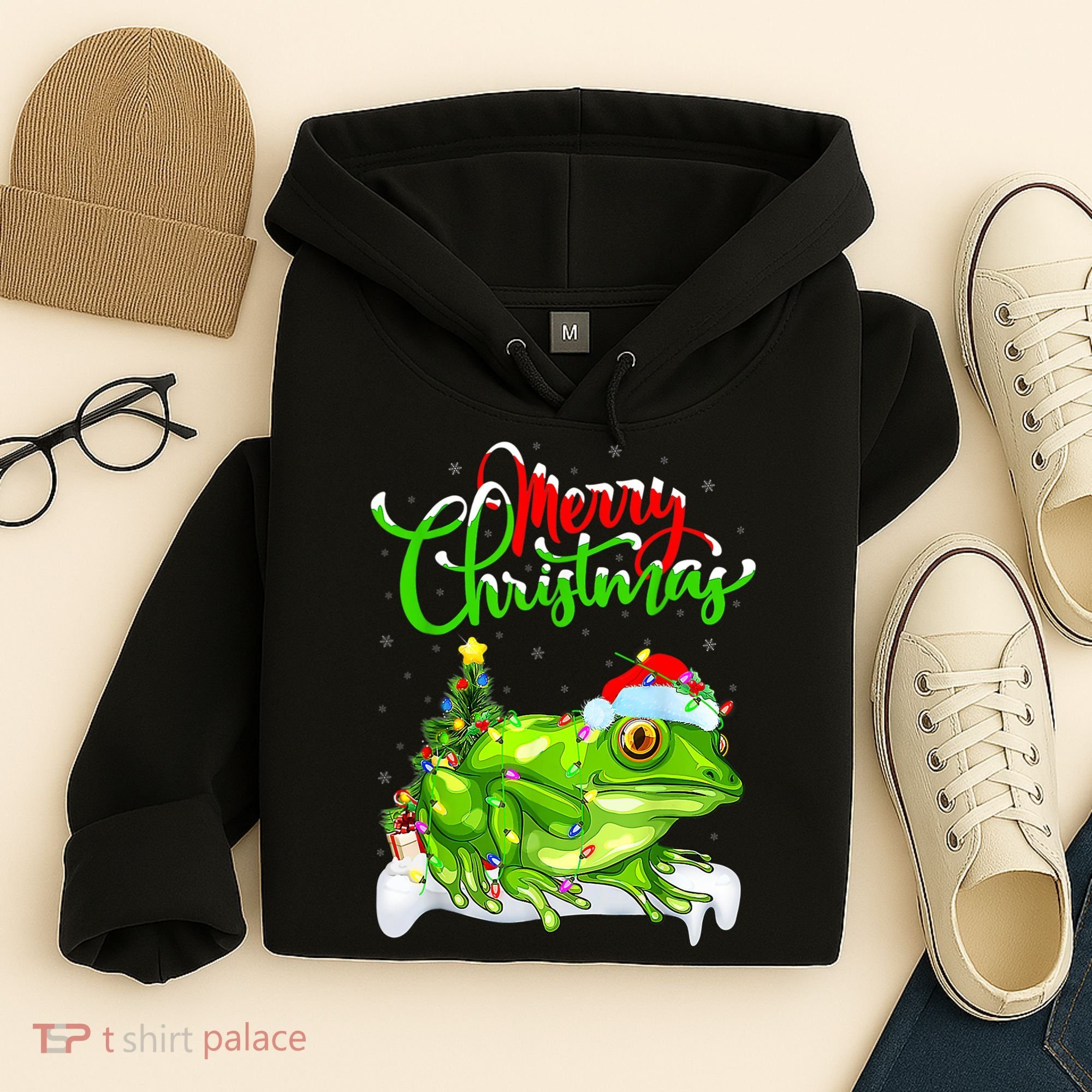 Tree Frog Animal Lover Xmas Lighting Tree Frog Christmas Hoodie