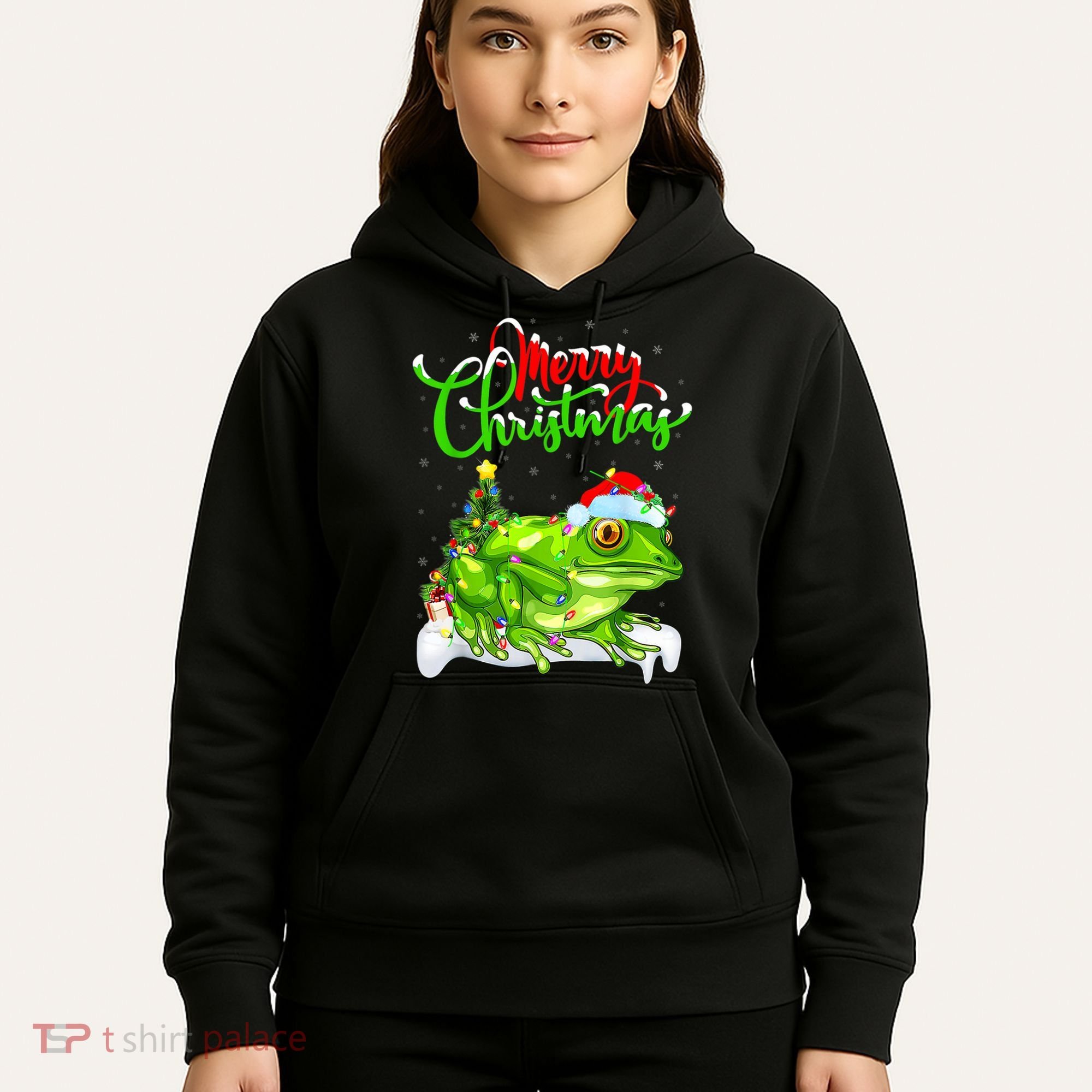 Tree Frog Animal Lover Xmas Lighting Tree Frog Christmas Hoodie