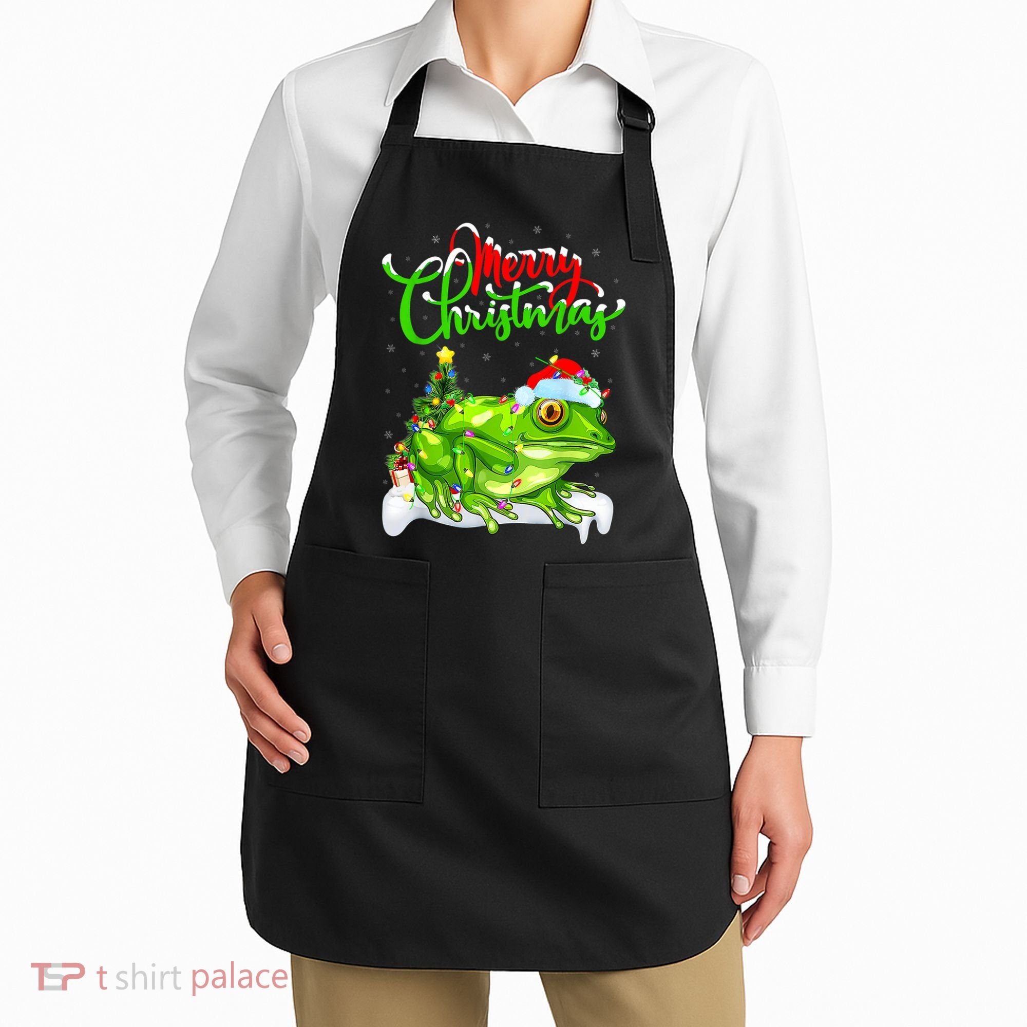 Tree Frog Animal Lover Xmas Lighting Tree Frog Christmas Apron