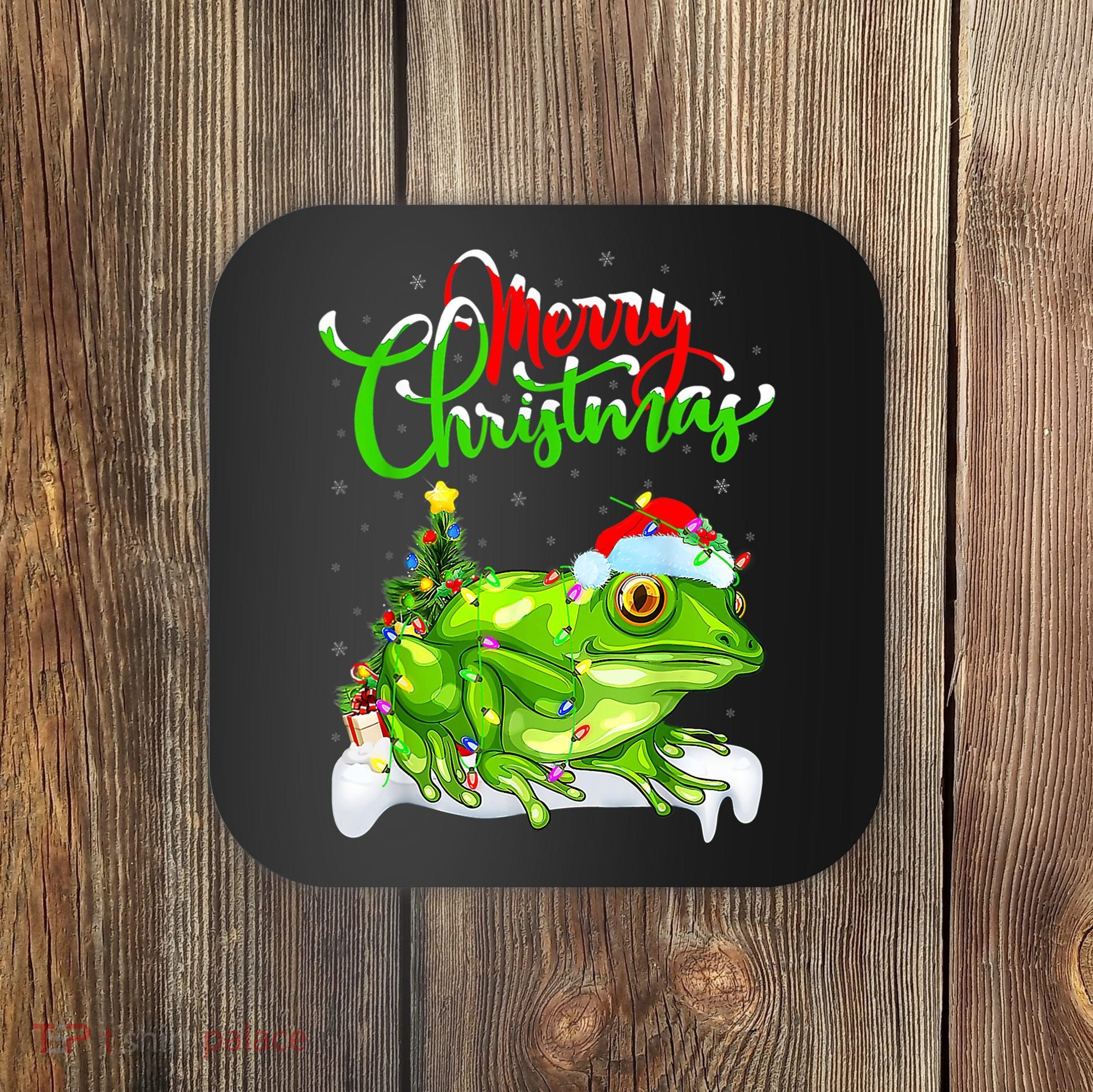 Tree Frog Animal Lover Xmas Lighting Tree Frog Christmas Coaster