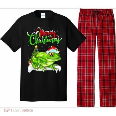 Tree Frog Animal Lover Xmas Lighting Tree Frog Christmas Pajama Set