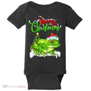 Tree Frog Animal Lover Xmas Lighting Tree Frog Christmas Baby Bodysuit