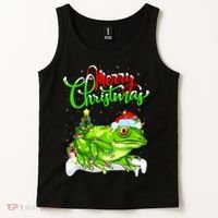 Tree Frog Animal Lover Xmas Lighting Tree Frog Christmas Tank Top thumb 2