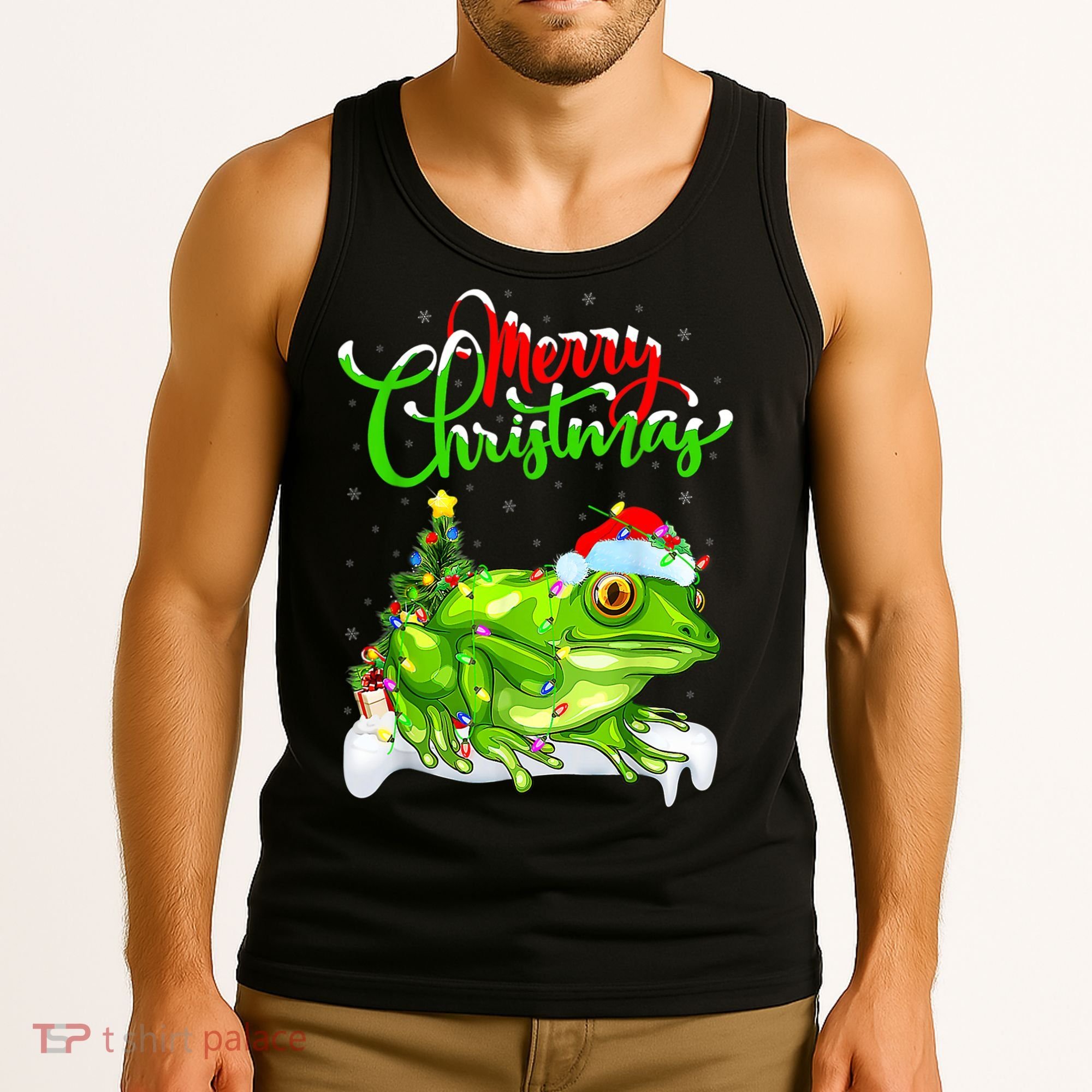 Tree Frog Animal Lover Xmas Lighting Tree Frog Christmas Tank Top