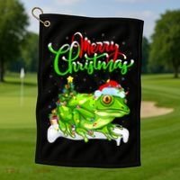 Tree Frog Animal Lover Xmas Lighting Tree Frog Christmas Golf Towel thumb 1